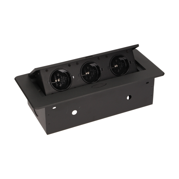 Flush-fitting furniture socket, black