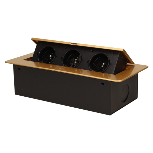 Flush-fitting furniture socket, gold