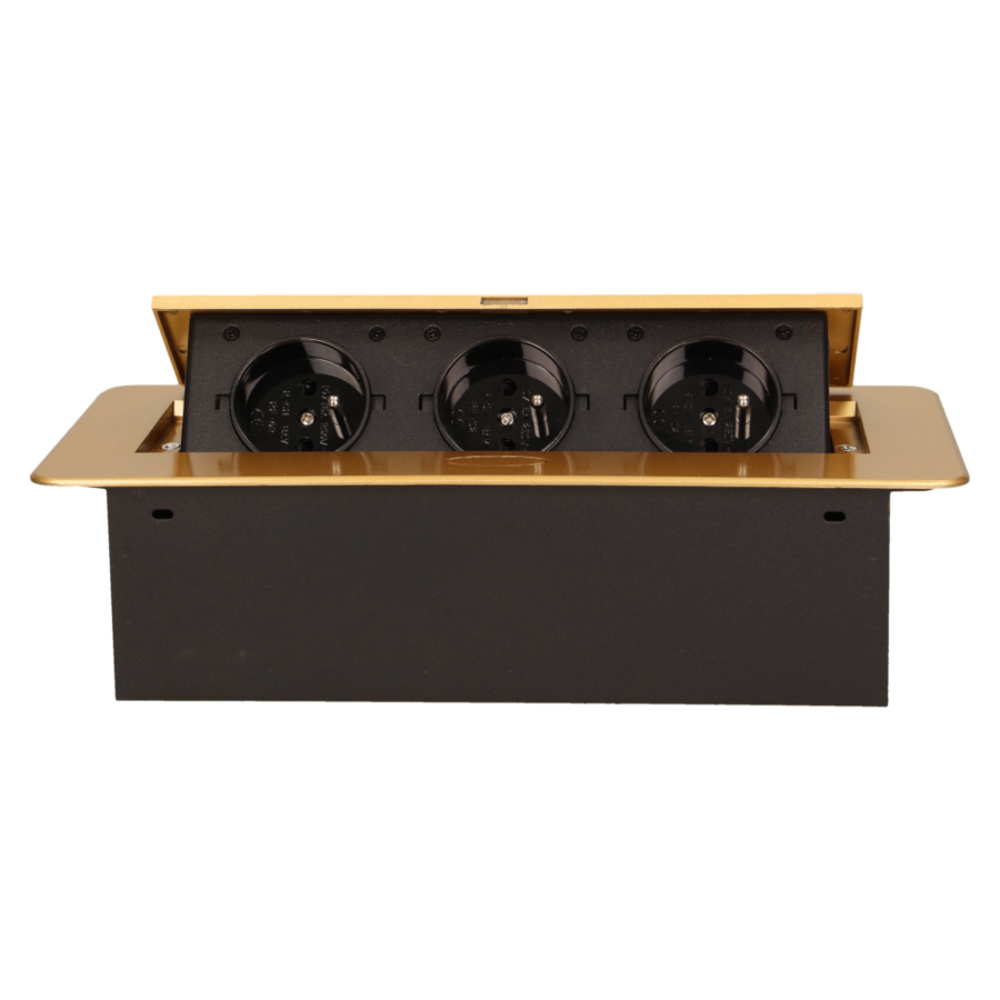 Flush-fitting furniture socket, gold