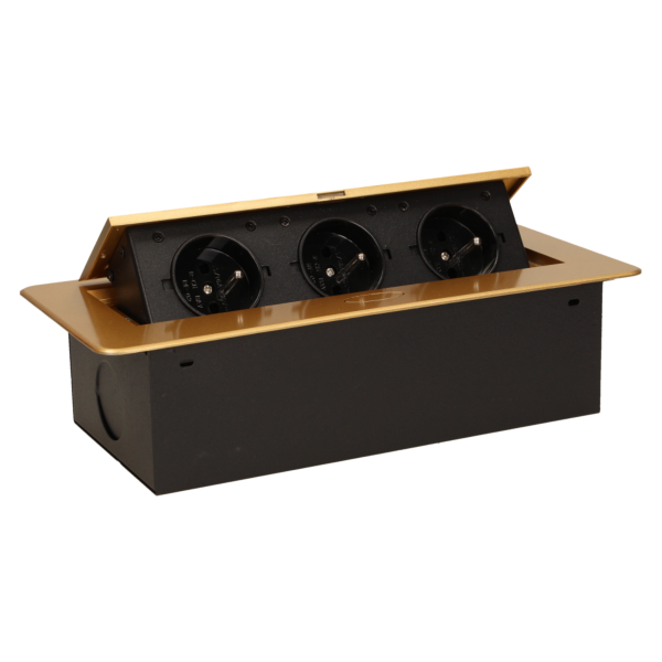 Flush-fitting furniture socket, gold