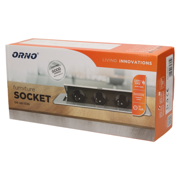 Flush-fitting furniture socket, brass