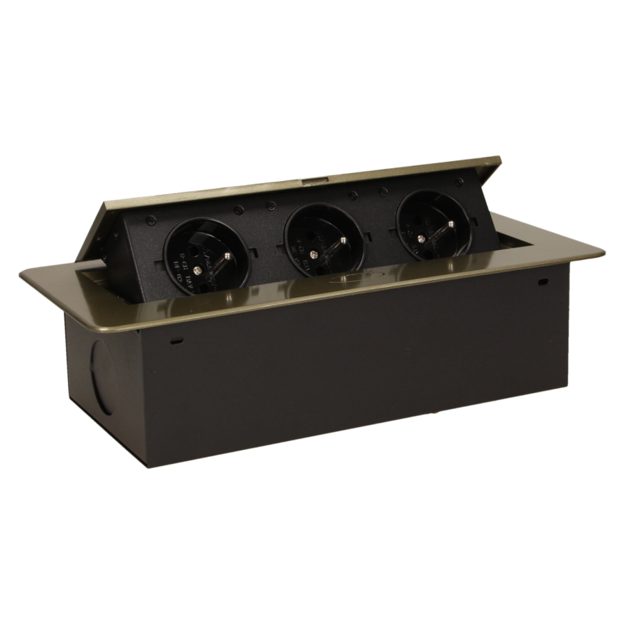 Flush-fitting furniture socket, brass