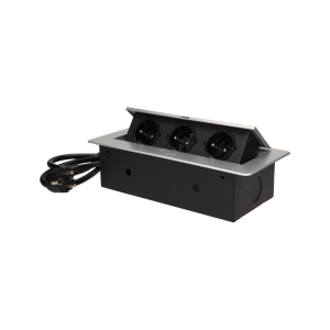 Flush-fitting furniture socket with 1.5m cable, silver