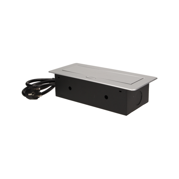 Flush-fitting furniture socket with 1.5m cable, silver