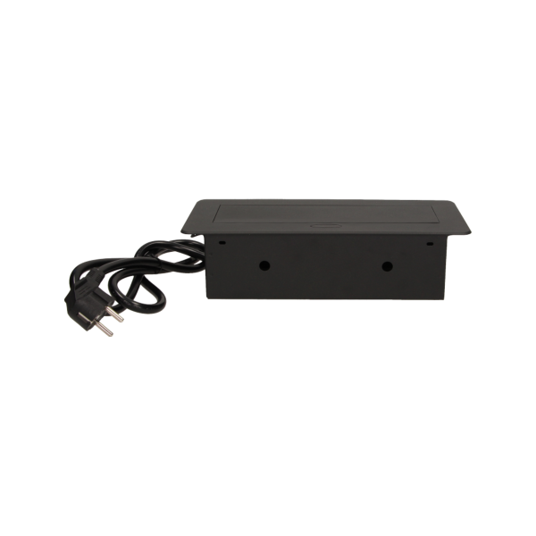 Flush-fitting furniture socket with 1.5m cable, black