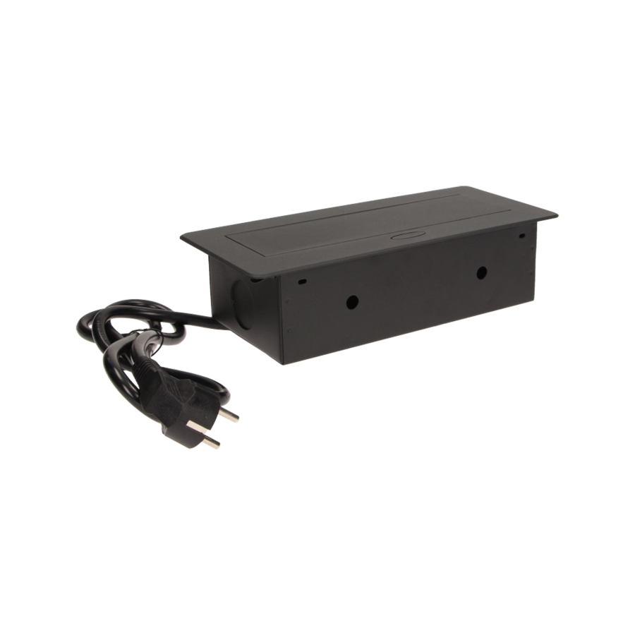 Flush-fitting furniture socket with 1.5m cable, black