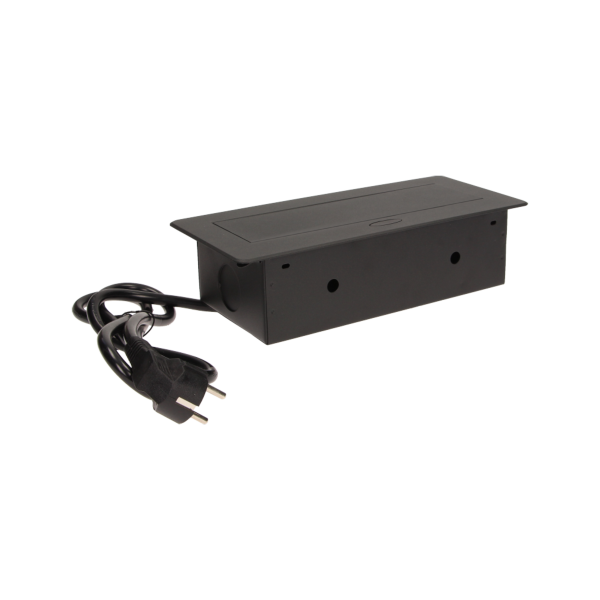 Flush-fitting furniture socket with 1.5m cable, black