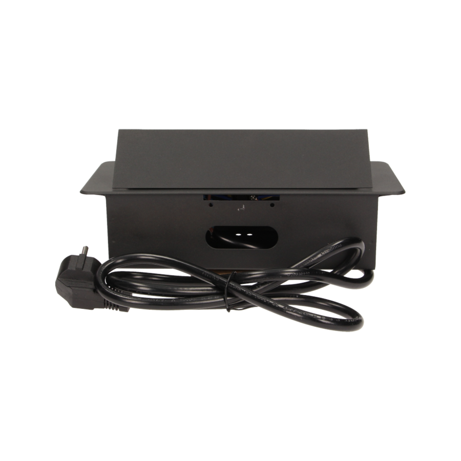 Flush-fitting furniture socket with 1.5m cable, black