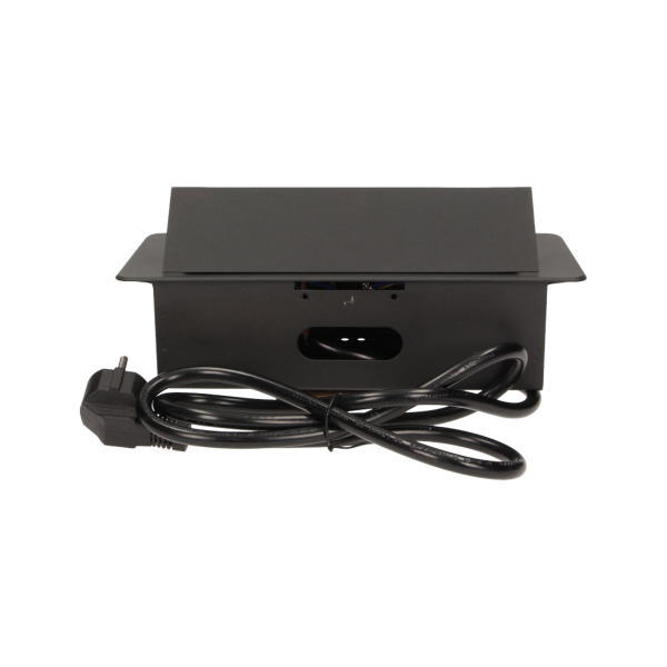 Flush-fitting furniture socket with 1.5m cable, black