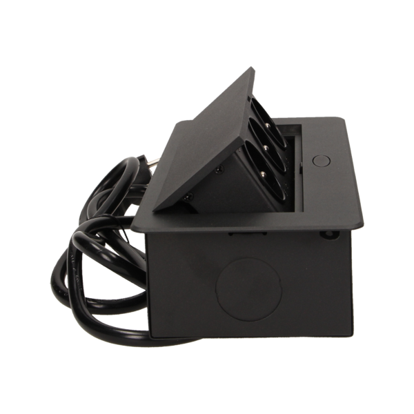 Flush-fitting furniture socket with 1.5m cable, black