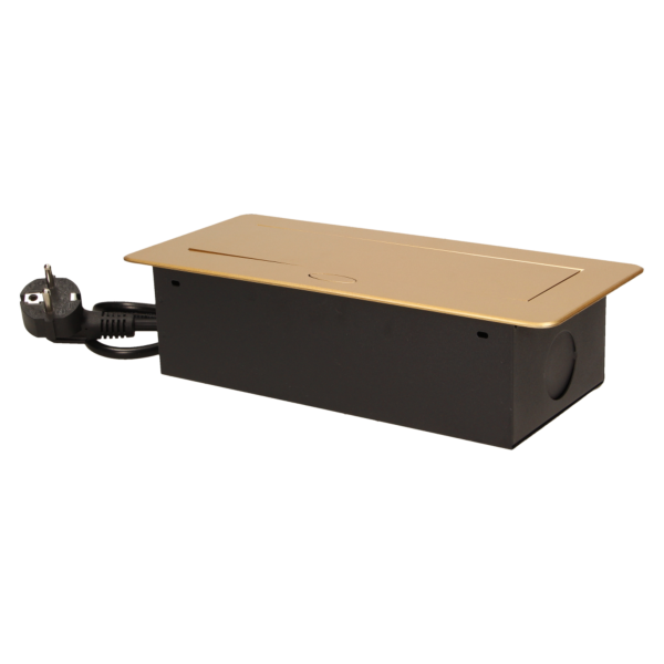 Flush-fitting furniture socket with 1.5m cable, gold