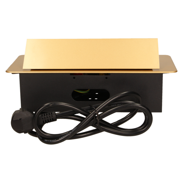 Flush-fitting furniture socket with 1.5m cable, gold