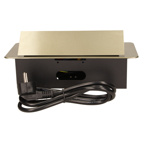Flush-fitting furniture socket with 1.5m cable, brass