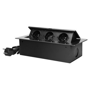 Flush-fitting furniture socket with 1.5m cable, graphite