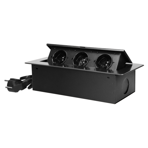 Flush-fitting furniture socket with 1.5m cable, graphite