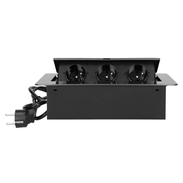 Flush-fitting furniture socket with 1.5m cable, graphite