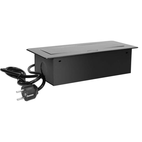 Flush-fitting furniture socket with 1.5m cable, graphite