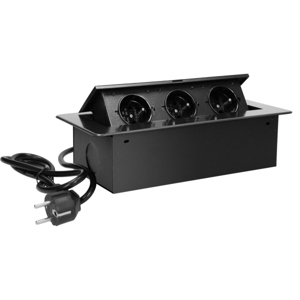 Flush-fitting furniture socket with 1.5m cable, graphite