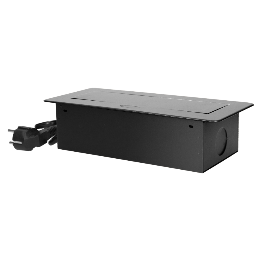 Flush-fitting furniture socket with 1.5m cable, graphite