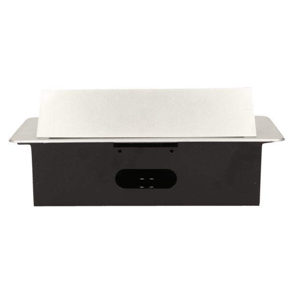 Flush-fitting furniture socket with two USB chargers, silver