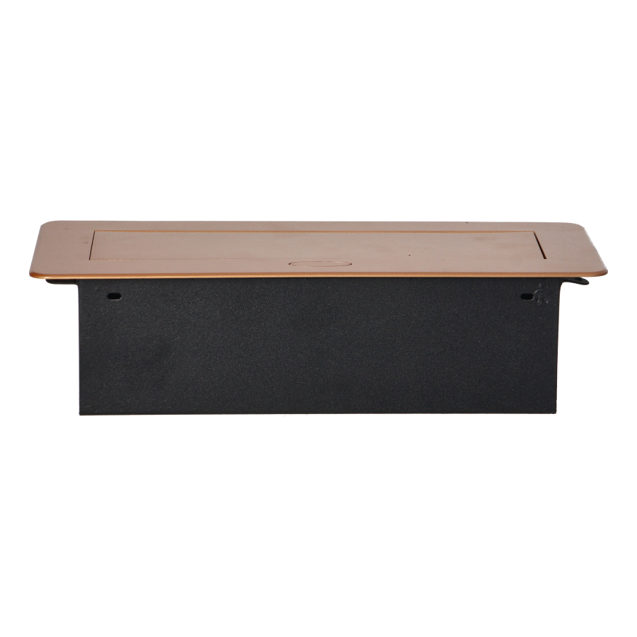 Recessed furniture sockets in a housing with a flat edge and USB charger, 2x2P+E, 2xUSB, gold