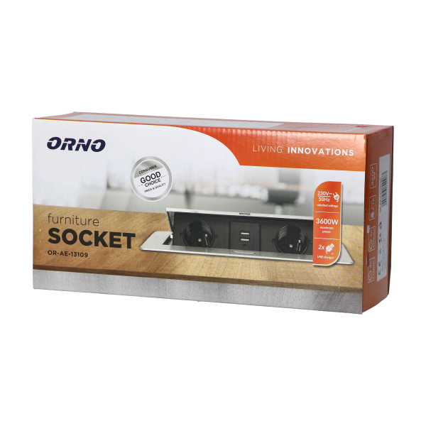 Recessed furniture sockets in a housing with a flat edge and USB charger, 2x2P+E, 2xUSB, graphite