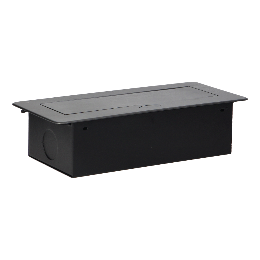 Gniazda meblowe wpuszczane w blat z płaskim frezowanym rantem i ładowarką USB, 2x2P+Z, 2xUSB, grafit