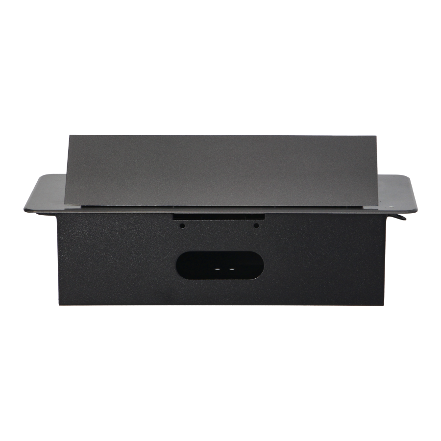 Recessed furniture sockets in a housing with a flat edge and USB charger, 2x2P+E, 2xUSB, graphite