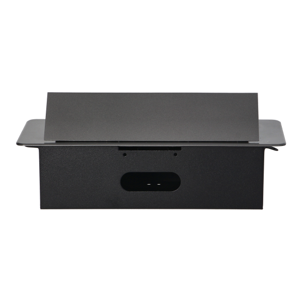 Recessed furniture sockets in a housing with a flat edge and USB charger, 2x2P+E, 2xUSB, graphite