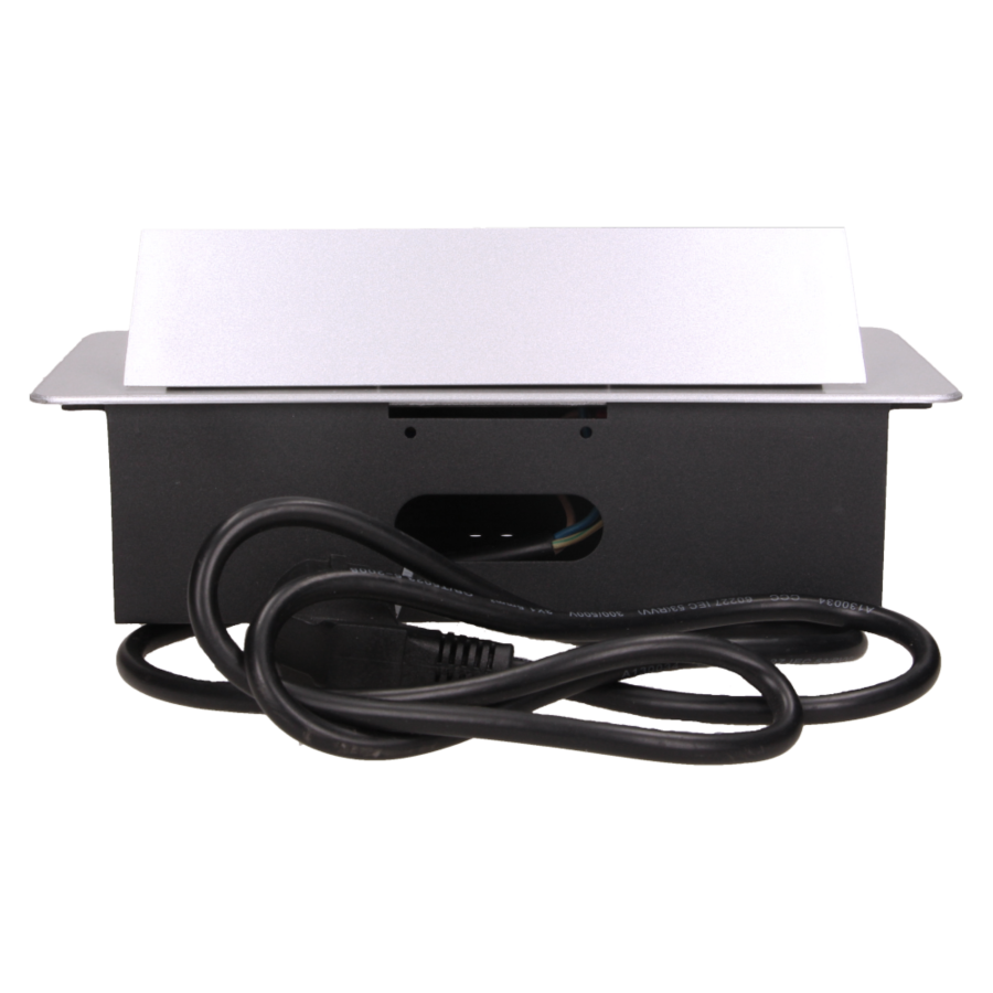 Flush-fitting furniture socket with two USB chargers and 1.5m cable, silver