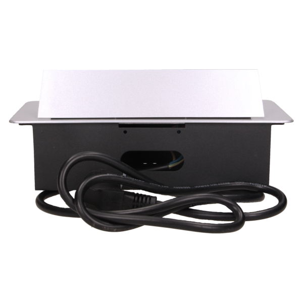 Flush-fitting furniture socket with two USB chargers and 1.5m cable, silver