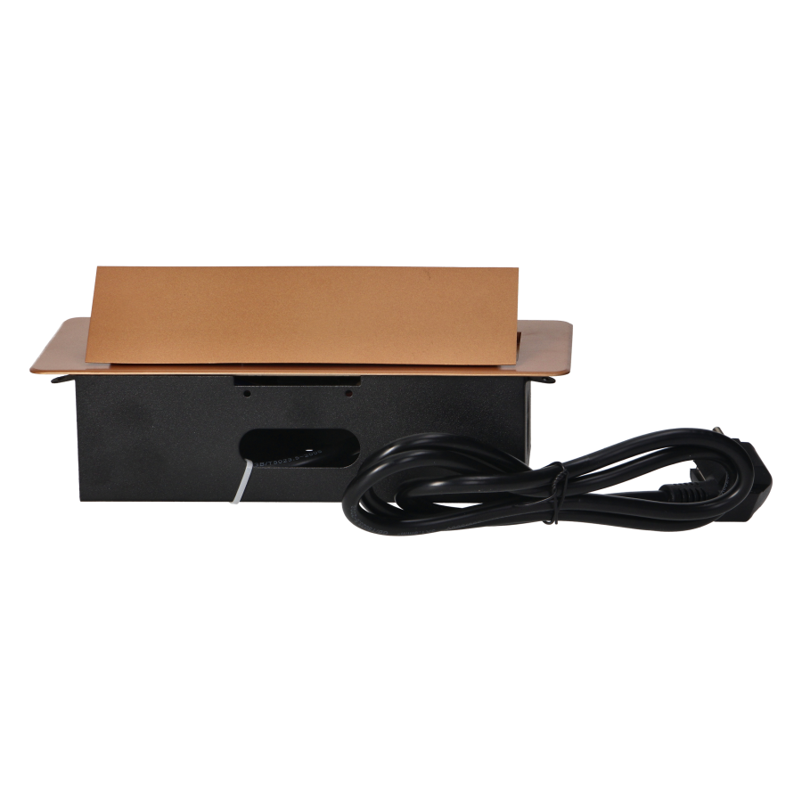 Recessed furniture sockets in a housing with a flat edge, USB charger and 1.5 m cable, 2x2P+E, 2xUSB, gold