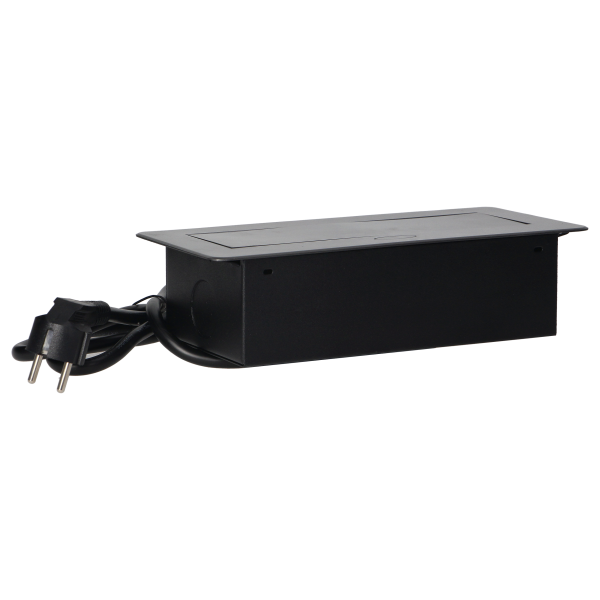 Recessed furniture sockets in a housing with a flat edge, USB charger and 1.5 m cable, 2x2P+E, 2xUSB, graphite