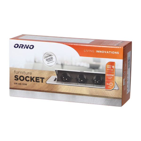 Recessed furniture sockets in housing with flat edge, 3x2P+E (Schuko), gold, no cable included