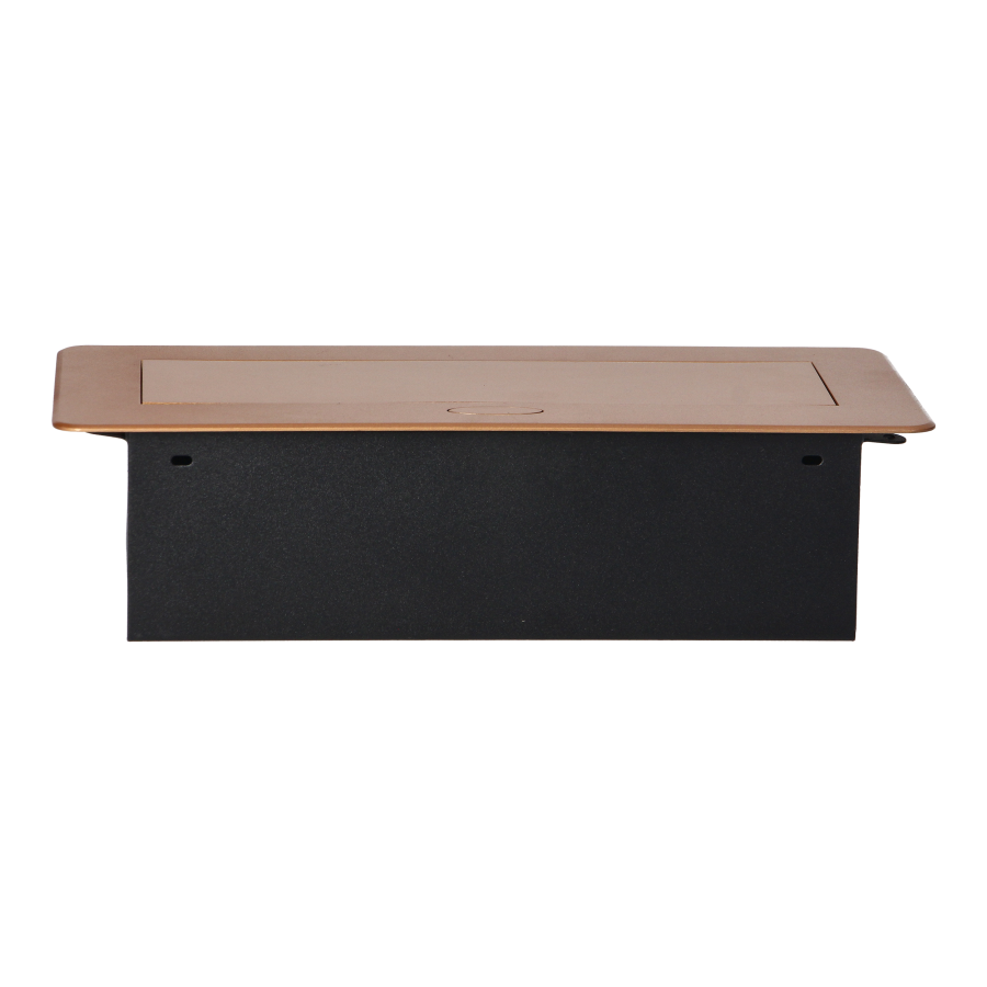 Recessed furniture sockets in housing with flat edge, 3x2P+E (Schuko), gold, no cable included