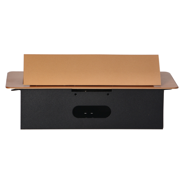 Recessed furniture sockets in housing with flat edge, 3x2P+E (Schuko), gold, no cable included