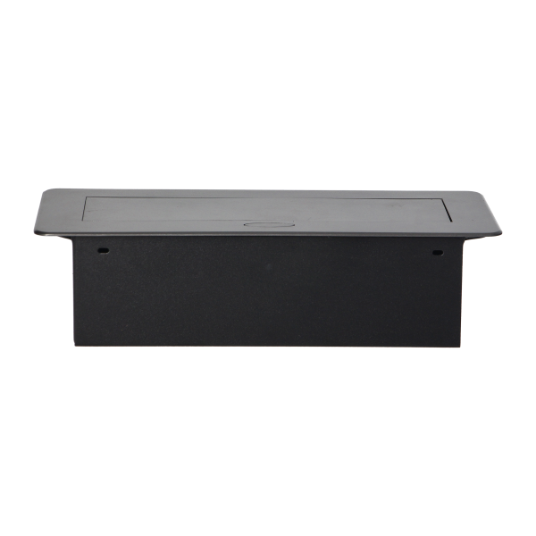 Recessed furniture sockets in housing with flat edge, 3x2P+E (Schuko), graphite, no cable included