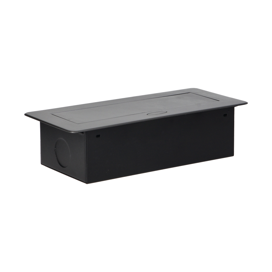 Recessed furniture sockets in housing with flat edge, 3x2P+E (Schuko), graphite, no cable included