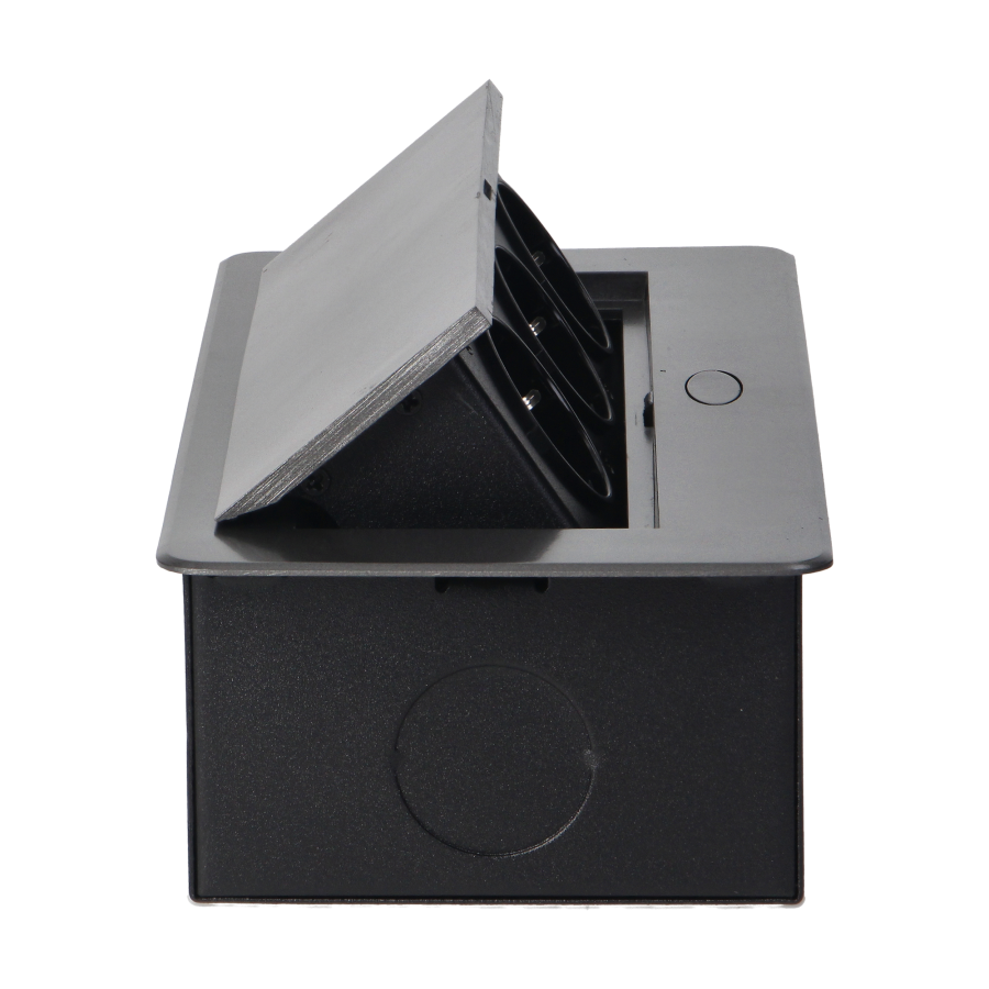 Recessed furniture sockets in housing with flat edge, 3x2P+E (Schuko), graphite, no cable included