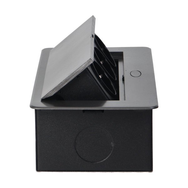 Recessed furniture sockets in housing with flat edge, 3x2P+E (Schuko), graphite, no cable included