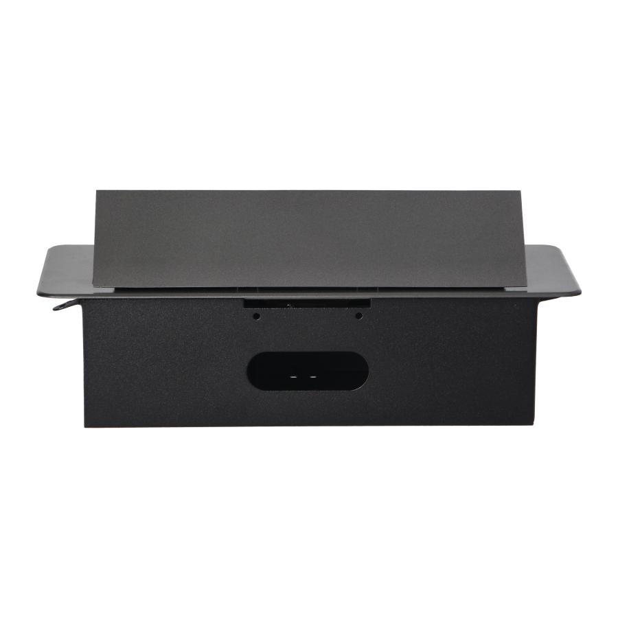 Recessed furniture sockets in housing with flat edge, 3x2P+E (Schuko), graphite, no cable included