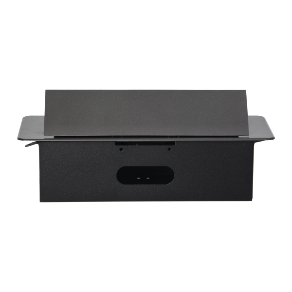 Recessed furniture sockets in housing with flat edge, 3x2P+E (Schuko), graphite, no cable included