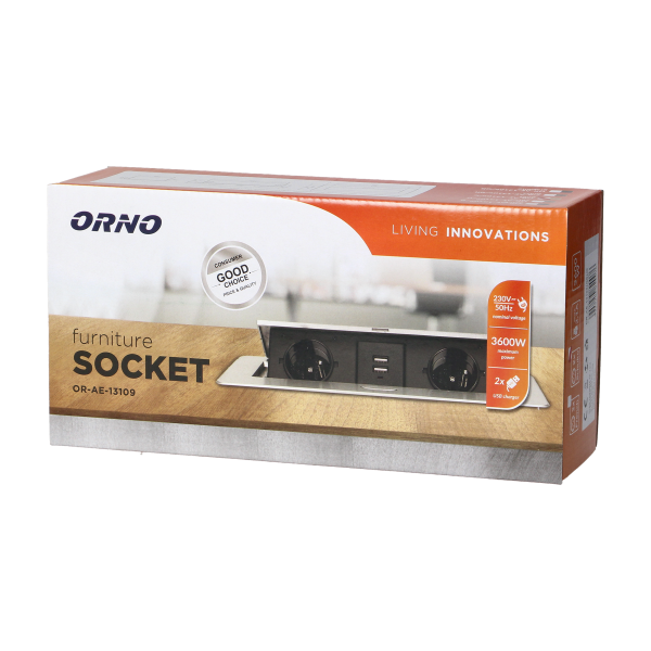 Recessed furniture sockets in a housing with a flat edge and USB charger, 2x2P+E (Schuko), 2xUSB, gold