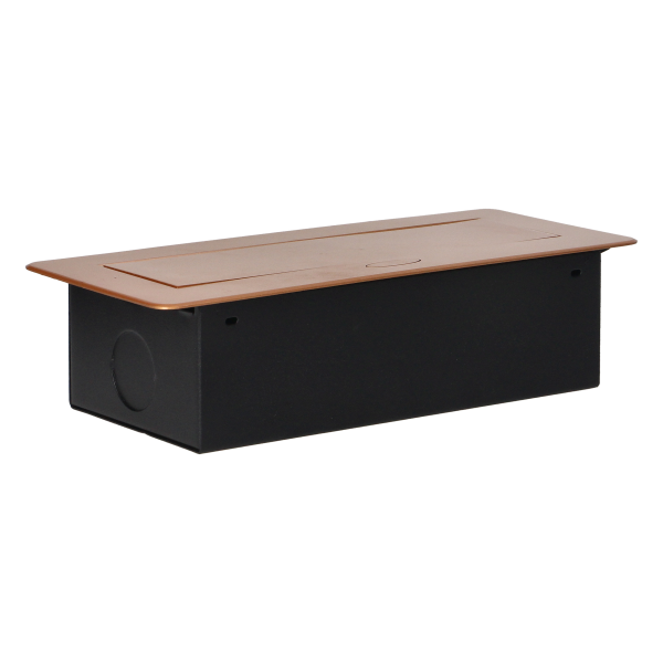 Gniazda meblowe wpuszczane w blat z płaskim frezowanym rantem i ładowarką USB, 2x2P+Z (Schuko), 2xUSB, złote