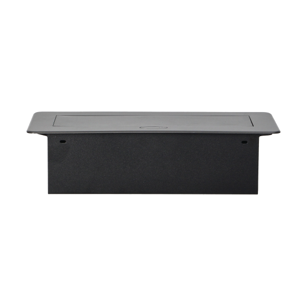 Gniazda meblowe wpuszczane w blat z płaskim frezowanym rantem i ładowarką USB, 2x2P+Z (Schuko), 2xUSB, grafit