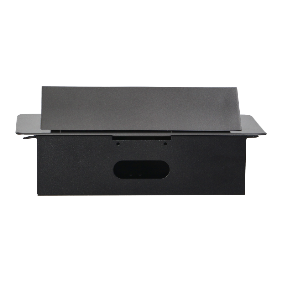 Gniazda meblowe wpuszczane w blat z płaskim frezowanym rantem i ładowarką USB, 2x2P+Z (Schuko), 2xUSB, grafit