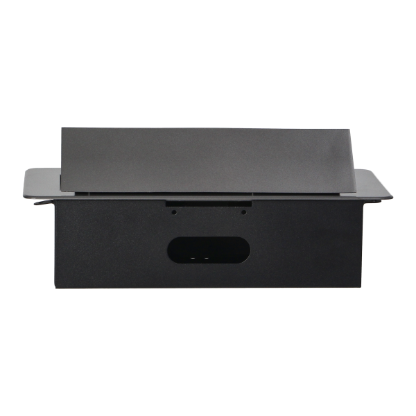 Gniazda meblowe wpuszczane w blat z płaskim frezowanym rantem i ładowarką USB, 2x2P+Z (Schuko), 2xUSB, grafit