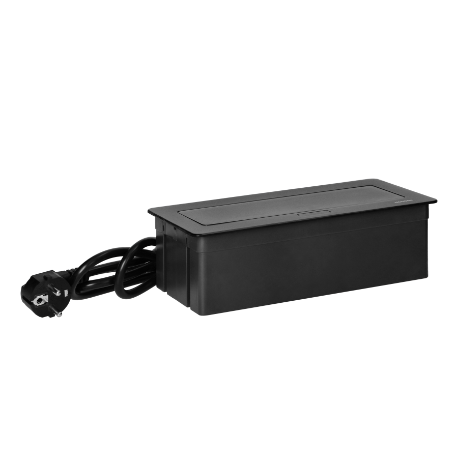 Set of furniture sockets REDE, 3x2P+E with 1.5m cable, black