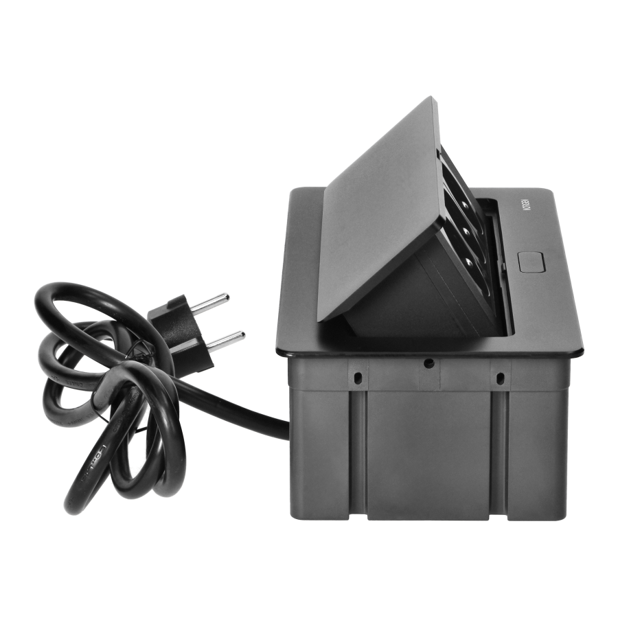 Set of furniture sockets REDE, 3x2P+E with 1.5m cable, black