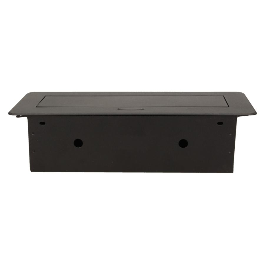 Flush-fitting furniture socket with two USB chargers, black